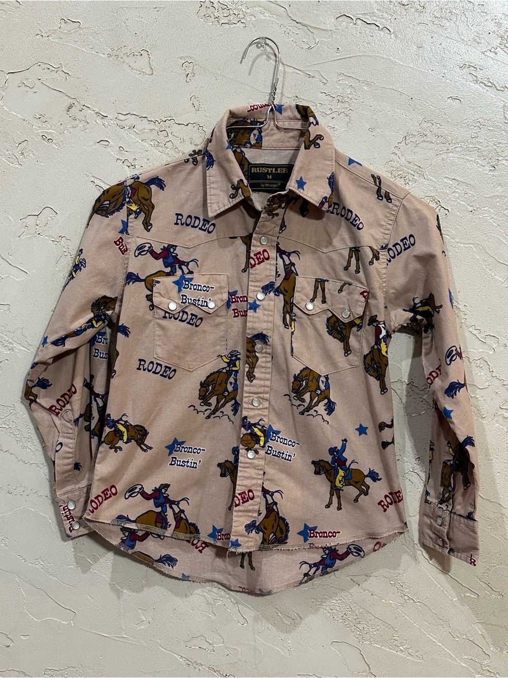 Rustler by Wrangler Boys Western Shirt Rodeo Bronco Bustin’ Snap Front Sz Medium